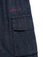 Shorts denim per bambino Off - White Kids blu con due tasche laterali - Rubino Kids