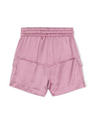 Shorts dritti per bambina Monnalisa rosa con placca con logo - Rubino Kids