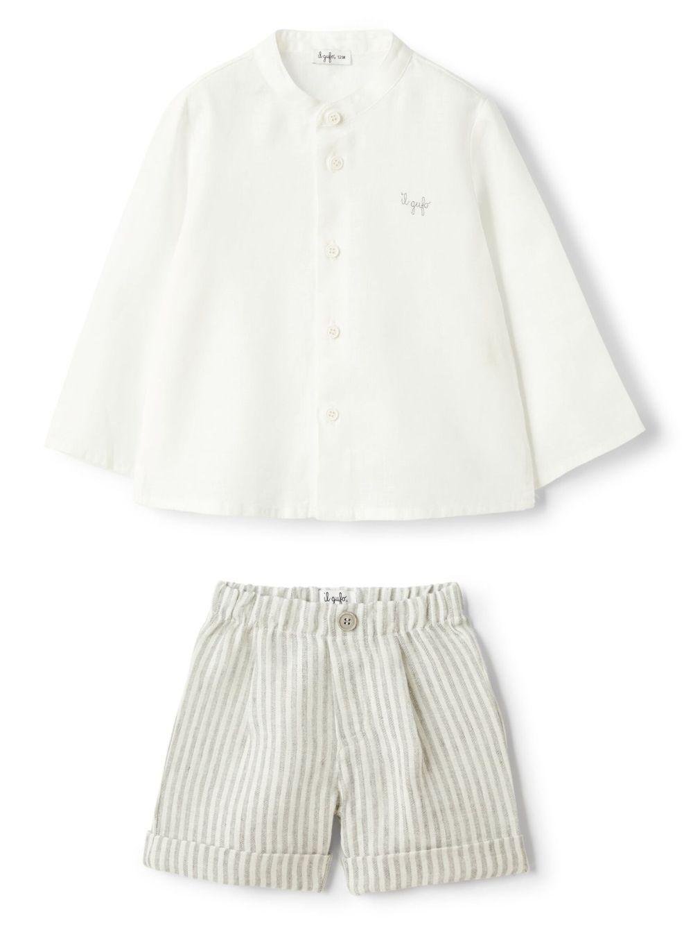 Shorts e camicia per neonato Il Gufo grigio a righe - Rubino Kids