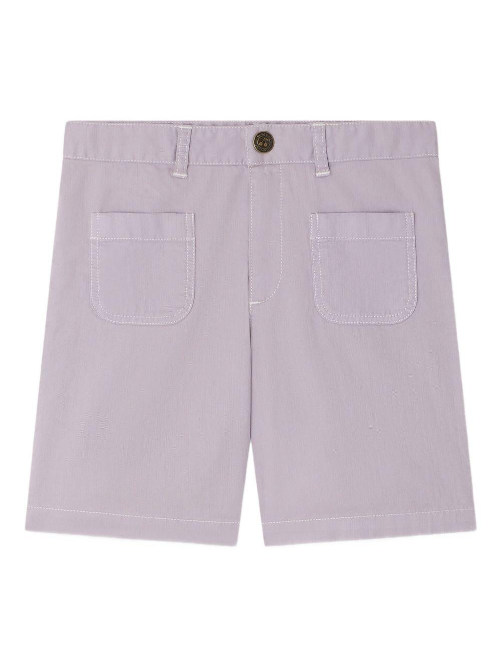 Shorts Eureka per bambina Bonpoint viola con tasche applicate - Rubino Kids