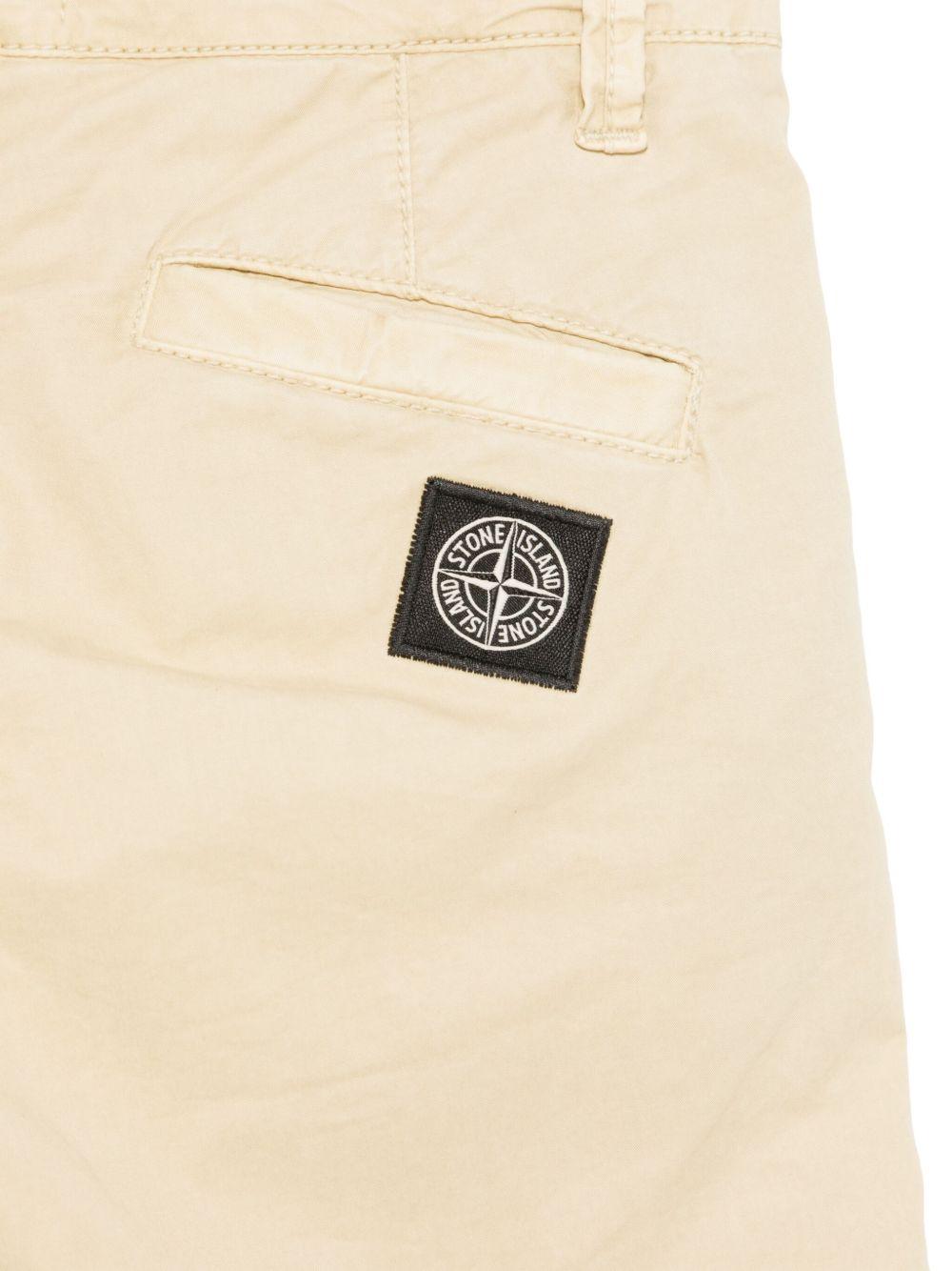 Shorts in gabardine per bambino Stone Island Junior beige con passanti - Rubino Kids