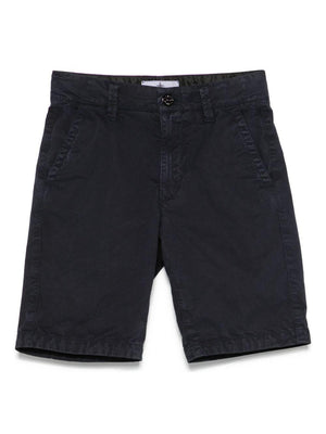 Shorts in gabardine per bambino Stone Island Junior blu con passanti