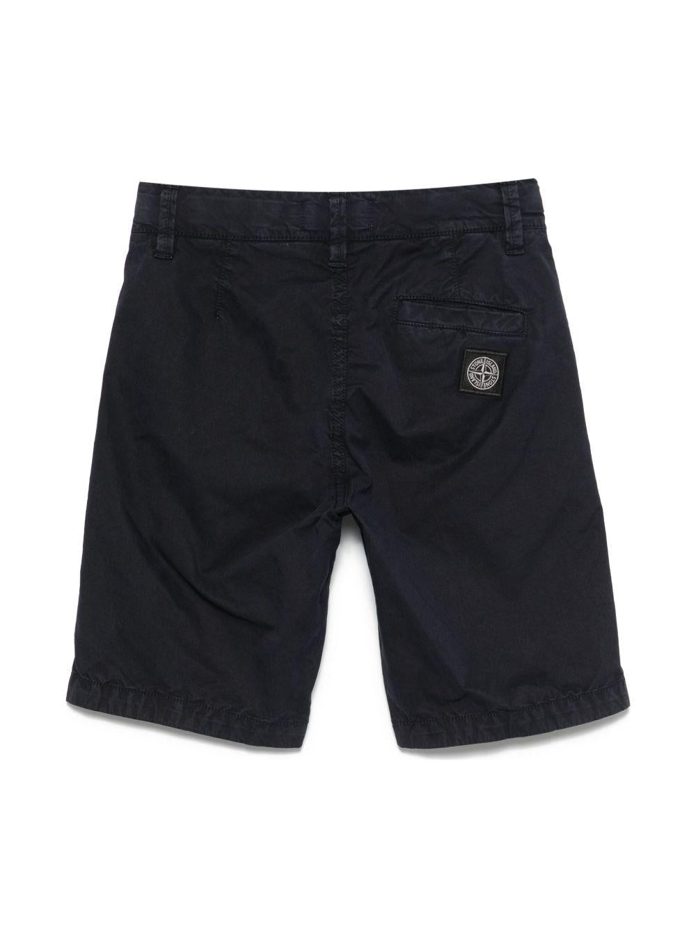 Shorts in gabardine per bambino Stone Island Junior blu con passanti - Rubino Kids