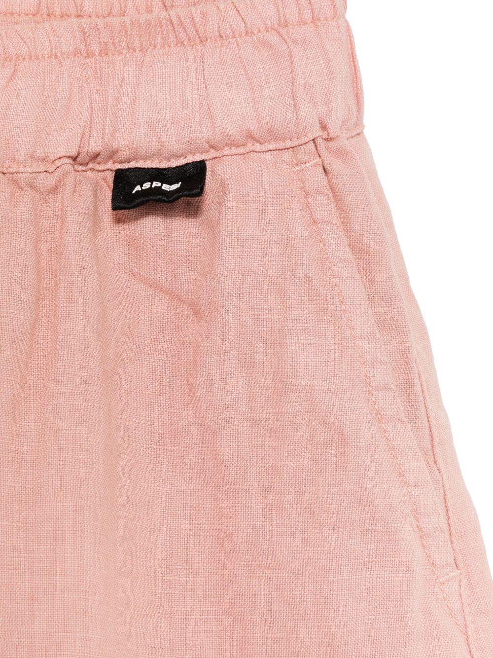 Shorts in lino per bambina Aspesi Kids rosa con mini targhetta - Rubino Kids