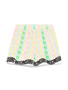 Shorts in popeline per bambina MSGM Kids bianco con stampa logo all - over - Rubino Kids