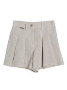 Shorts in tela per bambina Brunello Cucinelli Kids grigio con glitter - Rubino Kids