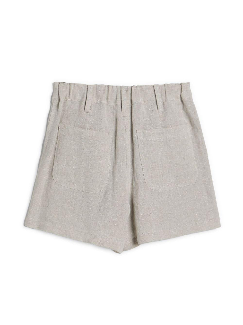 Shorts in tela per bambina Brunello Cucinelli Kids grigio con glitter - Rubino Kids