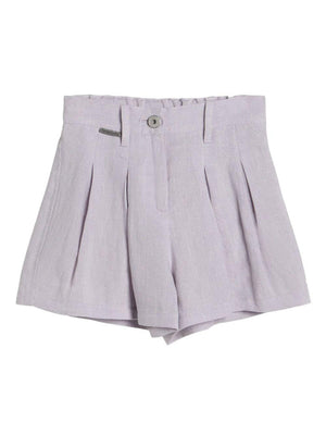 Shorts in tela per bambina Brunello Cucinelli Kids Lilla con glitter