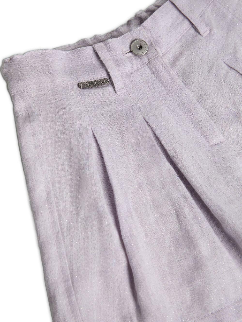 Shorts in tela per bambina Brunello Cucinelli Kids Lilla con glitter - Rubino Kids