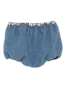 Shorts per bambina A'lapage azzurri con rifiniture floreali - Rubino Kids