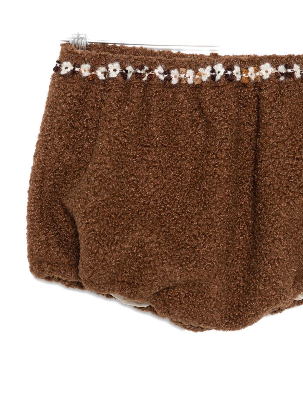 Shorts per bambina A'lapage marroni con rifiniture floreali - Rubino Kids