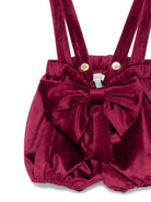 Shorts per bambina A'lapage rossi con bretelle e fiocco - Rubino Kids