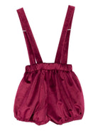 Shorts per bambina A'lapage rossi con bretelle e fiocco - Rubino Kids
