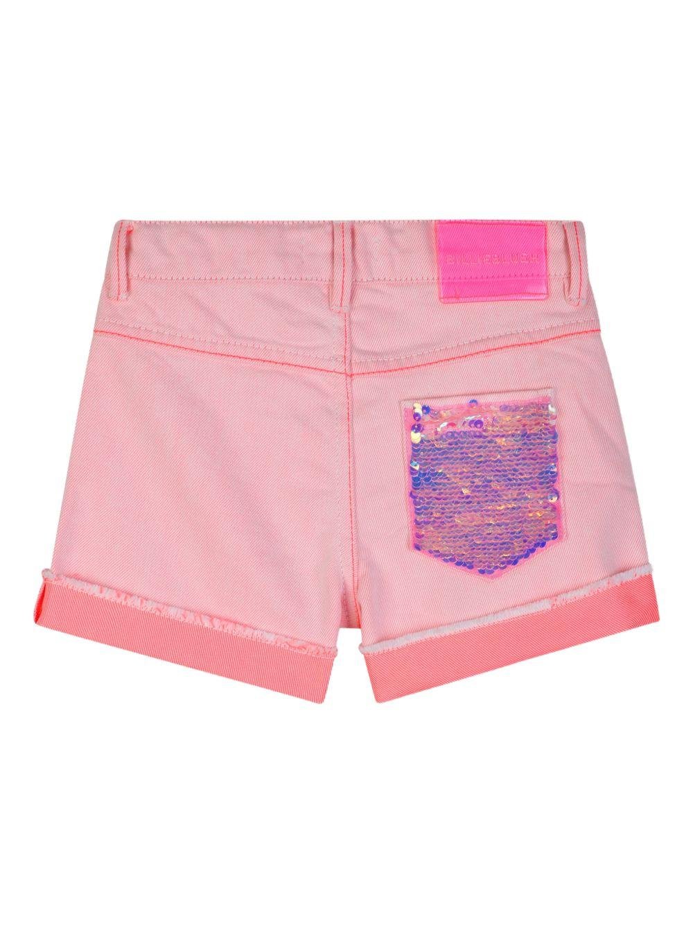 Shorts per bambina Billieblush rosa con tasche in paillettes - Rubino Kids