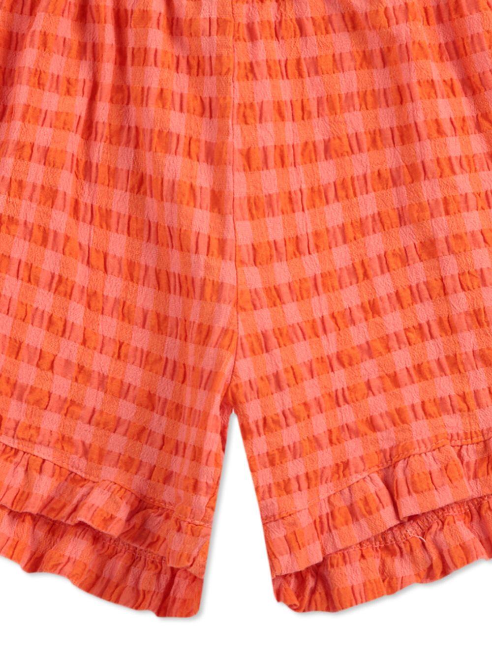 Shorts per bambina Bobo Choses Vichy arancione con rifinitura con ruches - Rubino Kids