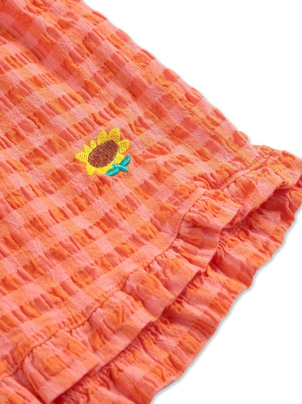 Shorts per bambina Bobo Choses Vichy arancione con rifinitura con ruches - Rubino Kids