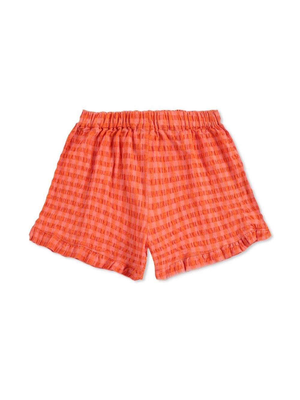 Shorts per bambina Bobo Choses Vichy arancione con rifinitura con ruches - Rubino Kids