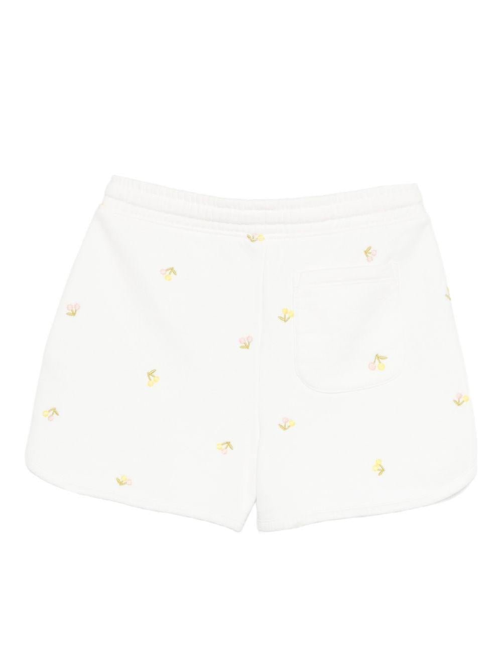 Shorts per bambina Bonpoint bianco con motivo ricamato - Rubino Kids