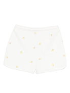 Shorts per bambina Bonpoint bianco con motivo ricamato - Rubino Kids