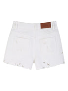 Shorts per bambina Chloé Kids bianco con ricamo floreale - Rubino Kids