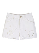Shorts per bambina Chloé Kids bianco con ricamo floreale - Rubino Kids