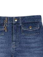 Shorts per bambina Chloé Kids denim con chiusura con bottoni sul davanti - Rubino Kids