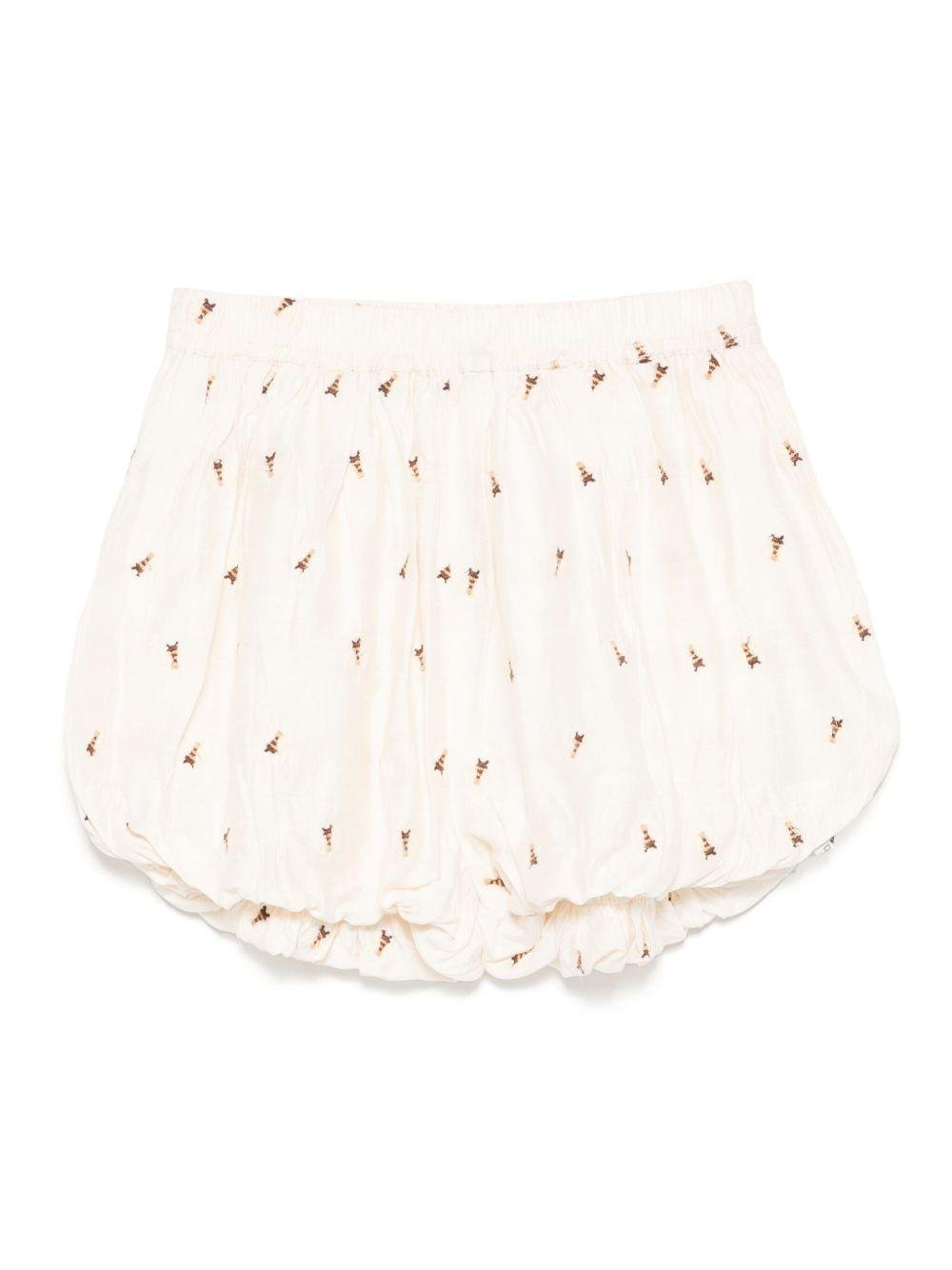 Shorts per bambina Donsje Wiepp beige con dettaglio con ricamo ad ape - Rubino Kids