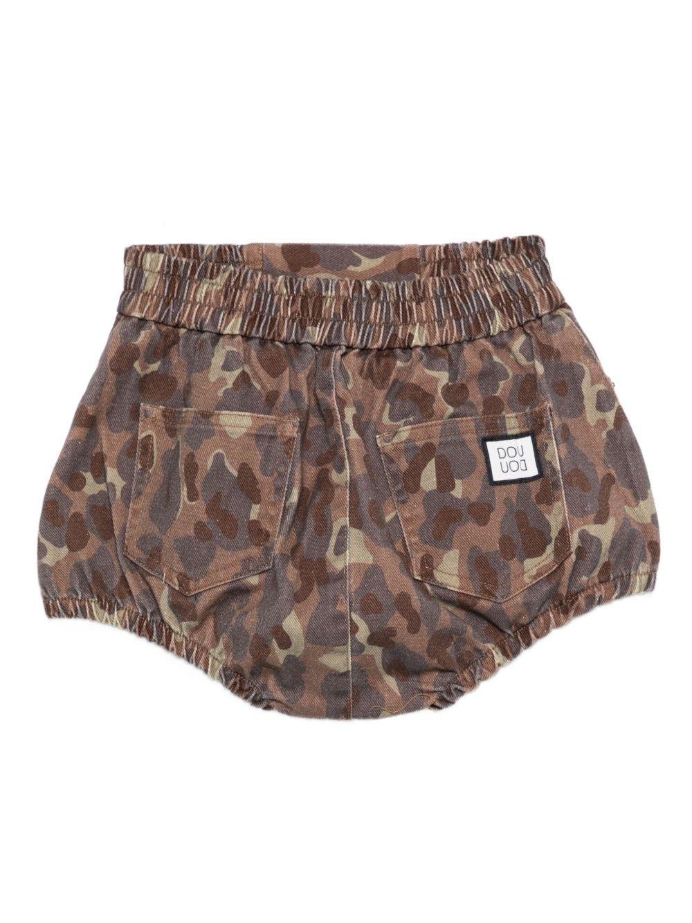 Shorts per bambina Douuod Kids marrone con stampa camouflage - Rubino Kids