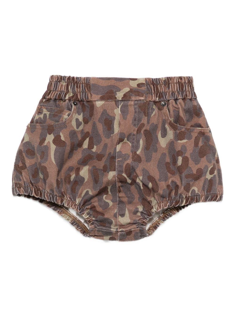 Shorts per bambina Douuod Kids marrone con stampa camouflage - Rubino Kids