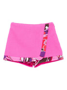 Shorts per bambina Emilio Pucci Junior fucsia con chiusura con bottoni - Rubino Kids