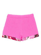 Shorts per bambina Emilio Pucci Junior fucsia con chiusura con bottoni - Rubino Kids