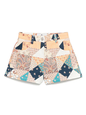 ETRO KIDS multicolored patchwork print shorts for girls