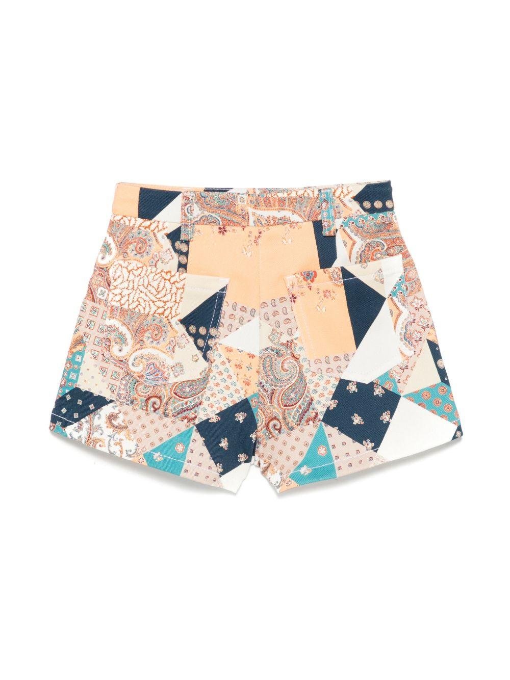 Shorts per bambina ETRO KIDS multicolore con stampa patchwork - Rubino Kids