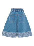 Shorts per bambina Fendi Kids denim con logo FF - Rubino Kids