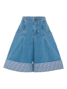Shorts per bambina Fendi Kids denim con logo FF - Rubino Kids