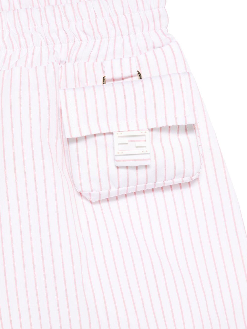 Shorts per bambina Fendi Kids rosa con righe verticali e vita elasticizzata - Rubino Kids