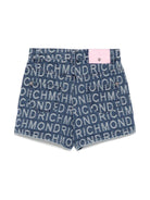 Shorts per bambina John Richmond Junior in denim con effetto jacquard - Rubino Kids