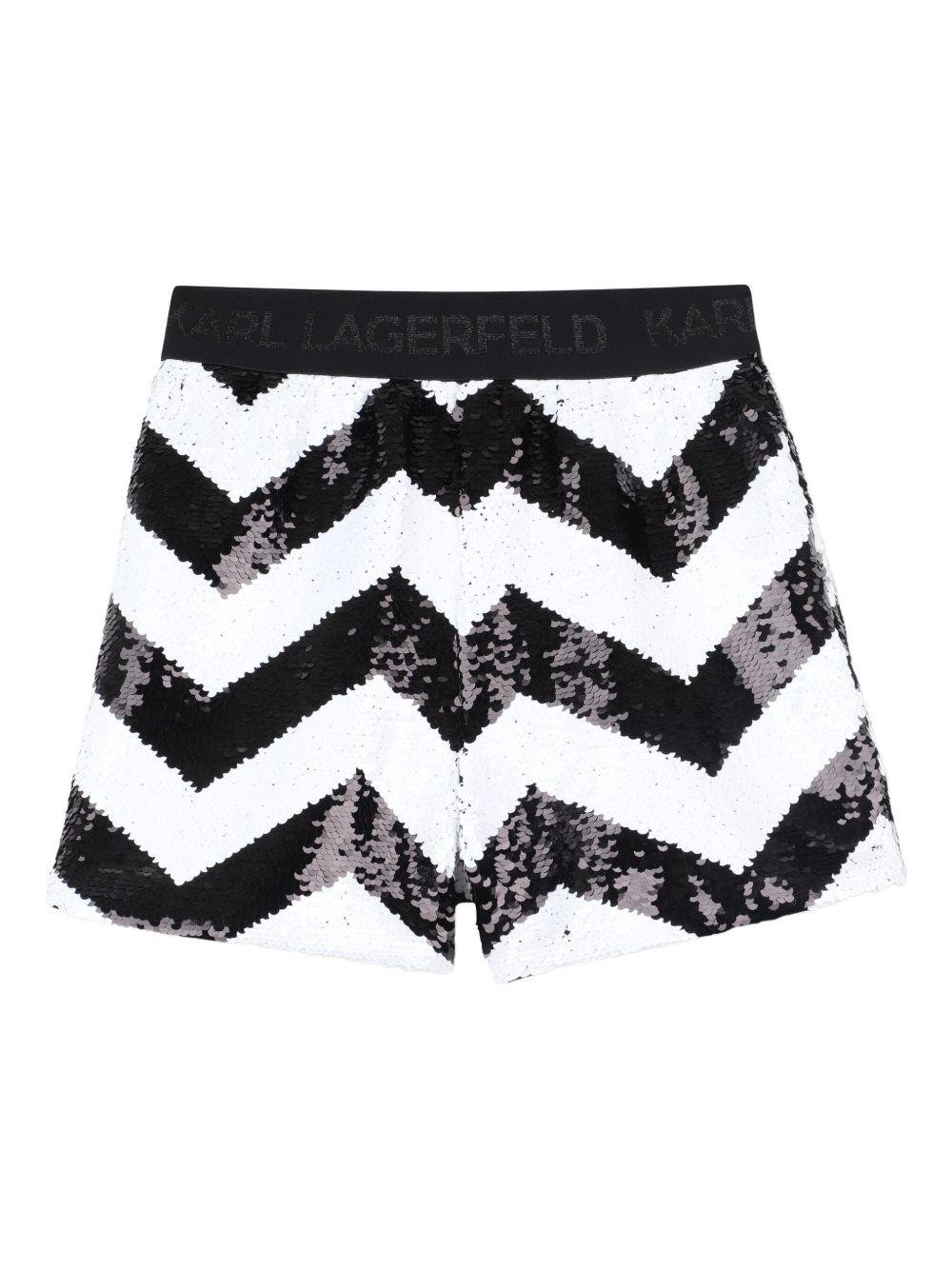Shorts per bambina Karl Lagerfeld Kids nero con paillettes - Rubino Kids