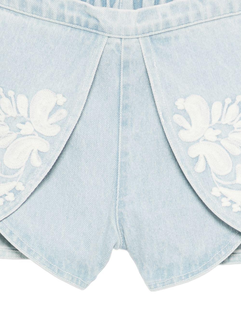 Shorts per bambina Louise Misha denim con ricamo floreale - Rubino Kids