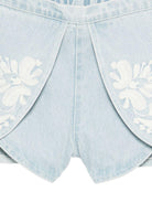 Shorts per bambina Louise Misha denim con ricamo floreale - Rubino Kids