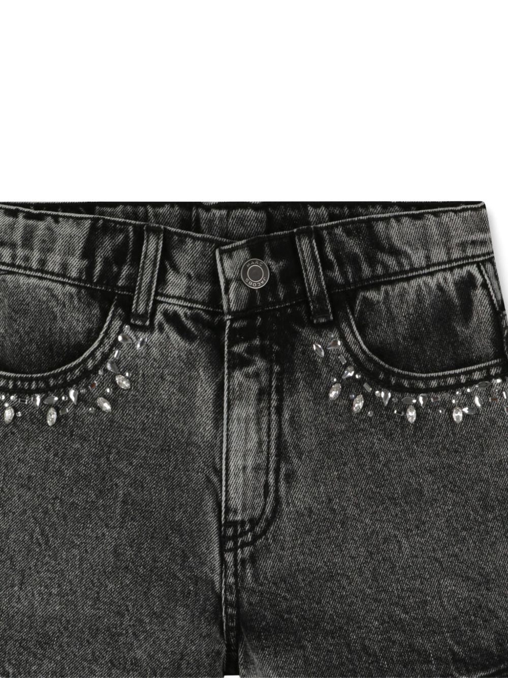 Shorts per bambina Marc Jacobs Kids in denim grigio con decorazione - Rubino Kids