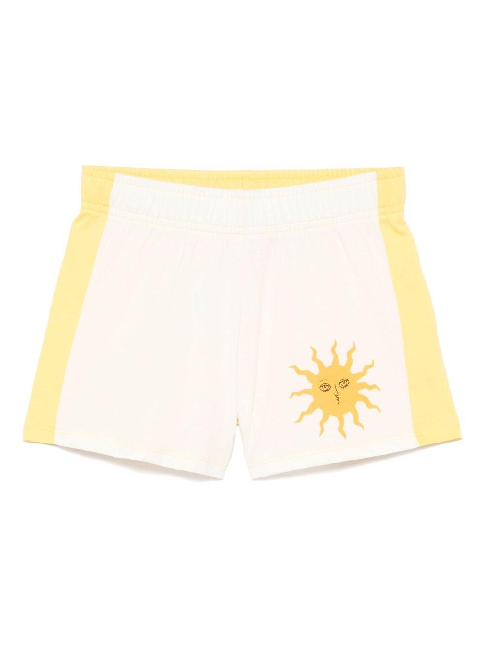 Shorts per bambina Mini Rodini bianco con stampa con sole - Rubino Kids