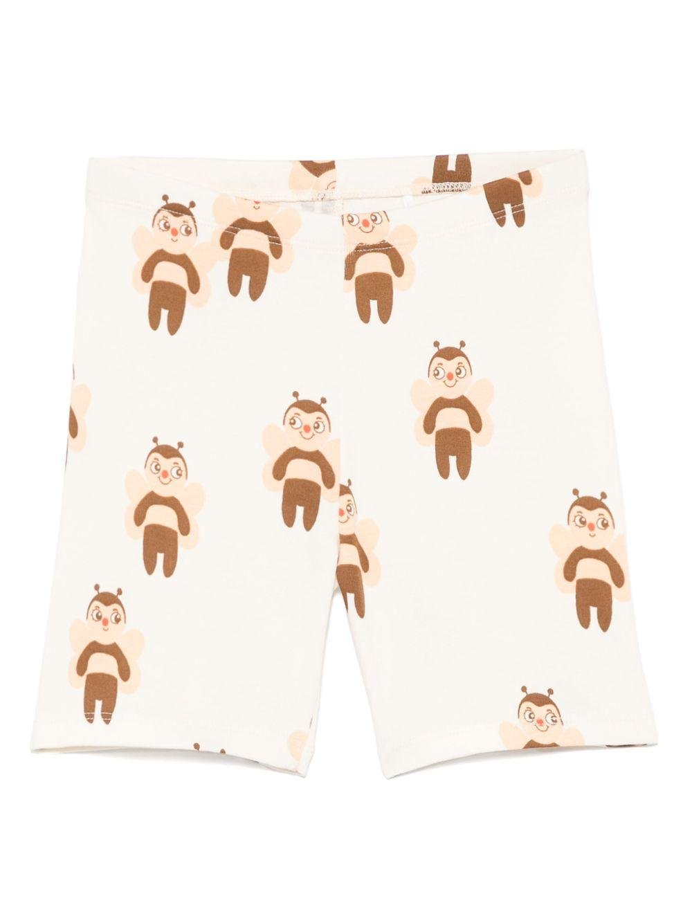 Shorts per bambina Mini Rodini bianco con stampa grafica con lunghezza alla coscia - Rubino Kids