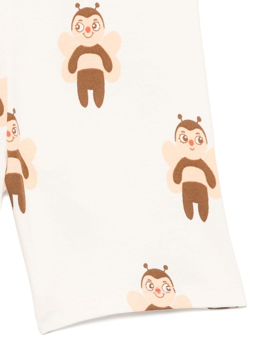 Shorts per bambina Mini Rodini bianco con stampa grafica con lunghezza alla coscia - Rubino Kids