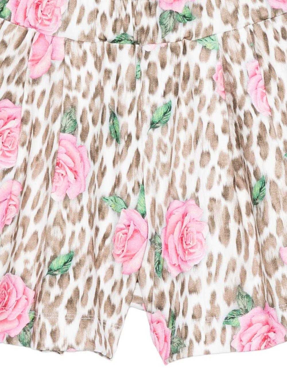 Shorts per bambina Monnalisa animalier con stampa a fiori - Rubino Kids