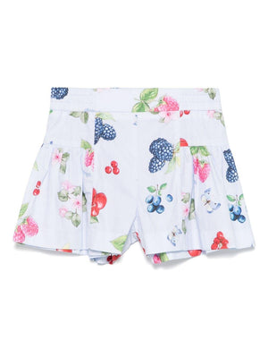 Shorts per bambina Monnalisa azzurro con stampa frutta