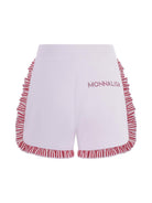 Shorts per bambina Monnalisa bianchi con ruches - Rubino Kids