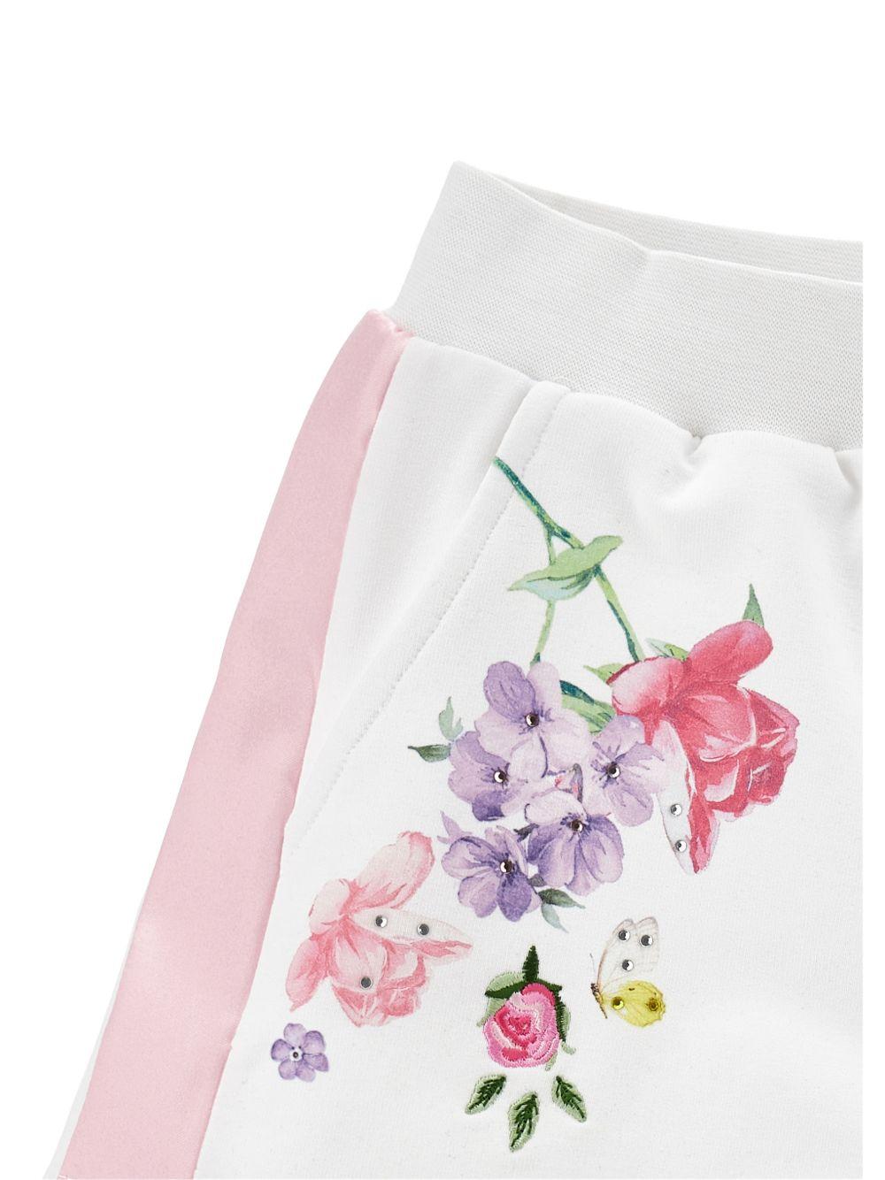 Shorts per bambina Monnalisa bianco con stampa a fiori - Rubino Kids
