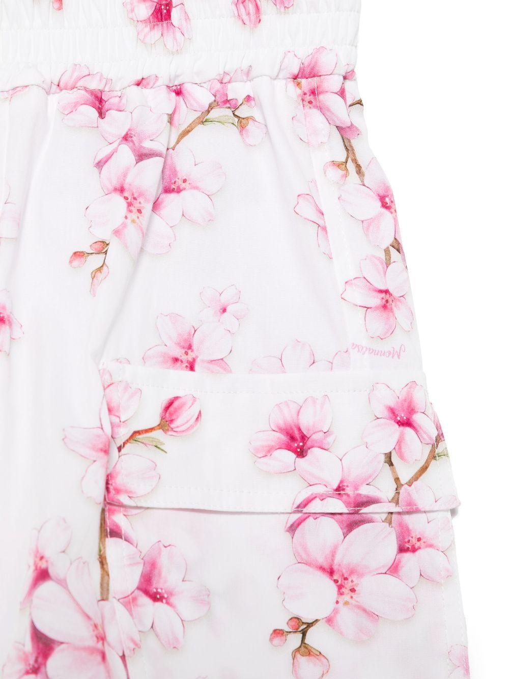 Shorts per bambina Monnalisa bianco con stampa floreale - Rubino Kids