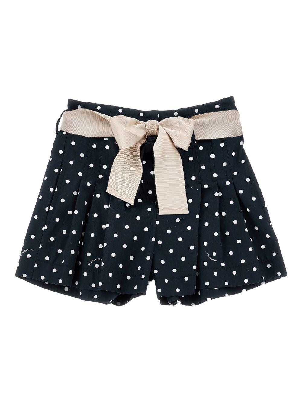 Shorts per bambina Monnalisa blu con motivo a pois - Rubino Kids